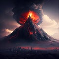 Lava going down the volcano. Royalty Free Stock Photo