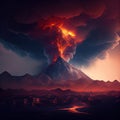 Lava going down the volcano. Royalty Free Stock Photo