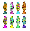 Lava lamp set. Funny hippie 60s,70s style lava light. Psychedelic,groovy,trippy. Vector illustration Royalty Free Stock Photo