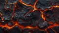 Lava oozes out of cracks in the ground
