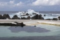 Lava pools swimming pool complex, Porto Moniz, Madeira, Portugal, wild ocean and waves