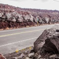 Lava road through field stone hot black Royalty Free Stock Photo