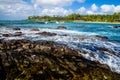 Lava rock, white foam, napili bay, maui, hawaii Royalty Free Stock Photo