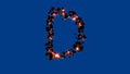 Lava rocks alphabet - lighting red letter D, isolated - object 3D rendering Royalty Free Stock Photo