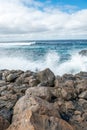 Lava rocks breakwater