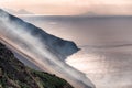 lava smoke on the north west side `sciara del fuoco` of the stromboli vucano, Royalty Free Stock Photo