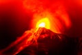 Lava spurts from erupting Fuego volcano in Guatemala Royalty Free Stock Photo