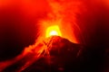 Lava spurts from erupting Fuego volcano in Guatemala Royalty Free Stock Photo