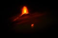 Lava spurts from erupting Fuego volcano in Guatemala Royalty Free Stock Photo