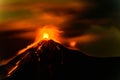 Lava spurts from erupting Fuego volcano in Guatemala Royalty Free Stock Photo