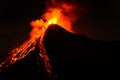 Lava spurts from erupting Fuego volcano in Guatemala Royalty Free Stock Photo