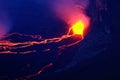 Lava and steam in crater of Nyiragongo volcano in Virunga Nation Royalty Free Stock Photo