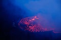 Lava and steam in crater of Nyiragongo volcano in Virunga Nation Royalty Free Stock Photo