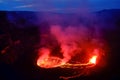 Lava and steam in crater of Nyiragongo volcano in Virunga Nation Royalty Free Stock Photo