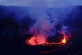 Lava and steam in crater of Nyiragongo volcano in Virunga Nation Royalty Free Stock Photo