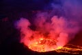 Lava and steam in crater of Nyiragongo volcano in Virunga Nation Royalty Free Stock Photo