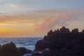 Lava stones on the beach of Piscinas Naturais Biscoitos. Atlantic Ocean. Terceira Azores, Portugal.