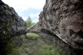 Lava tube is natural conduit formed by flowing lava in Etna Park Royalty Free Stock Photo