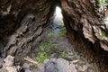 Lava tube is natural conduit formed by flowing lava in Etna Park Royalty Free Stock Photo