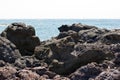 Lava, volcanic lava on beach of Sicily island - beautiful nature