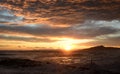 Sea storm scenic sunset. Cavi di Lavagna. Tigullio gulf. Liguria. Italy Royalty Free Stock Photo