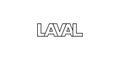 Laval in the Canada emblem. The design features a geometric style, vector illustration with bold typography in a modern font. The