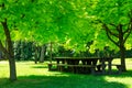 Laval, Quebec, Canada: June 02, 2018. A picnic table.