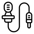 Lavalier microphone icon outline vector. Reporter equipment