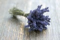 Lavandula angustifolia bunch of dry flowers in bloom tied with jute white rope