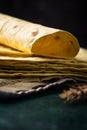 Lavash flat bread on green background Royalty Free Stock Photo