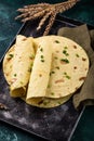 Lavash flat bread on green background Royalty Free Stock Photo