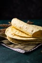 Lavash flat bread on green background Royalty Free Stock Photo