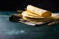 Lavash flat bread on green background Royalty Free Stock Photo