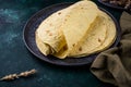 Lavash flat bread on green background Royalty Free Stock Photo