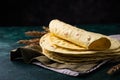 Lavash flat bread on green background Royalty Free Stock Photo