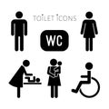 Lavatory black icons set