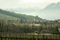 Lavaux vineyards and lake Geneva, Lausanne, Switzerland. Royalty Free Stock Photo