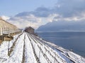 Dezaley In Lavaux During Winter with Snow Royalty Free Stock Photo