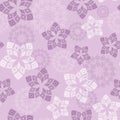 Lavender abstract floral pattern with white combination. Line art star shaped flowers and rings Royalty Free Stock Photo