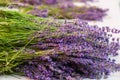 Lavender angustifolia, lavandula in herb garden harvest cuted