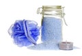 Lavender bath salt focus on jar Royalty Free Stock Photo