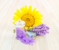 Lavender bath salt and soap. Royalty Free Stock Photo