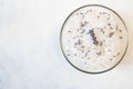 Lavender bath salt on white background with lavender flower