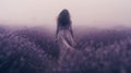 Lavender Beauty: Darkly Romantic Female Portraitures In Foggy Field Royalty Free Stock Photo