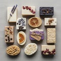 Lavender Bliss. The soaps vary in shapes including rectangular Royalty Free Stock Photo