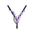 Lavender blossom violet little flower alphabet for design of card or invitation. Vector illustrations, isolated on white