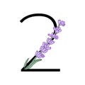 Lavender blossom violet little flower number for wedding design of card or invitation. Vector illustrations, isolated on