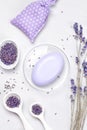 Lavender body care products. Aromatherapy and natural healthcare concept Royalty Free Stock Photo