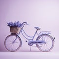 Lavender Bouquet On Vintage Blue Bike: Unreal Engine Inspired Bicycle On Lavender Background