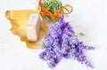 Lavender and brown soap Royalty Free Stock Photo